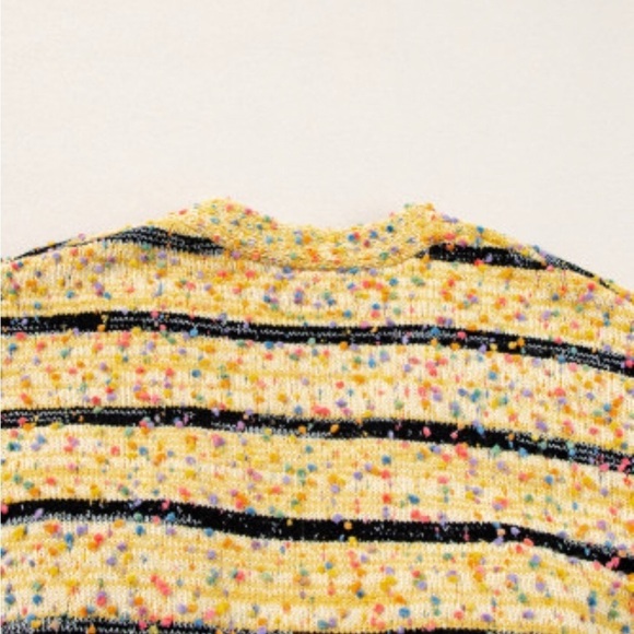 Striped PomPom Knit Open Front Long Cardigan Duster Womens size XL - Picture 8 of 14